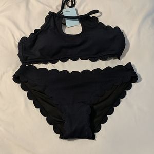 Navy Blue Cupshe bikini NWT scalloped sz M